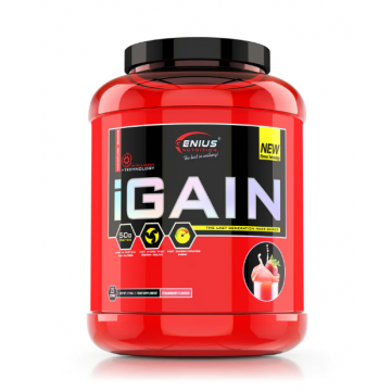 Pudra proteica cu aroma de capsuni iGain, 2750g, Genius Nutrition