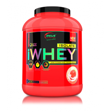 Pudra proteica cu aroma de capsuni iWhey Isolate, 2000g, Genius Nutrition