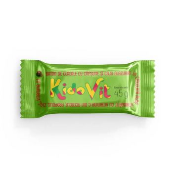 Baton de cereale cu capsune si caju KidoVit, 45 g, Remedia