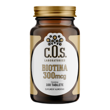 Biotina, Vitamina B7 300 mcg, 100 tablete, COS Laboratories