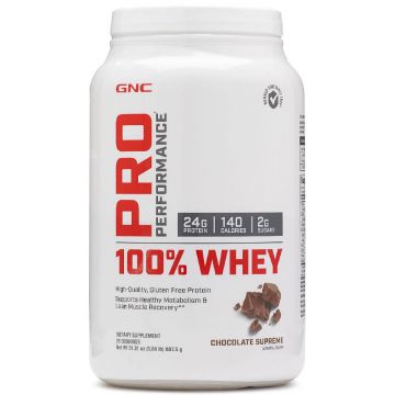 Proteina din zer cu aroma de ciocolata, 887.5g, GNC Performance 100% Whey