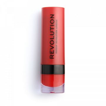 Ruj mat Makeup Revolution, REVOLUTION, Vegan, Matte, Cream Lipstick, 3 ml (Nuanta Ruj: 134 Ruby)