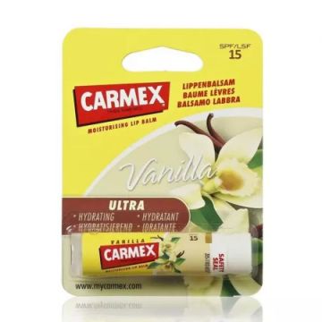 Balsam reparator pentru buze uscate si crapate cu aroma de vanilie SPF 15 4.25 g Carmex