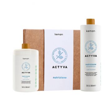 Set de hidratare Kemon Actyva Nutrizione, Sampon 1000 ml + Balsam 1000 ml