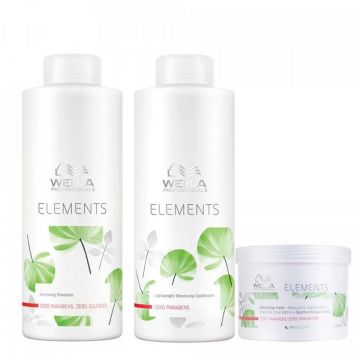 Set pentru par normal Wella Professionals Elements Renewing, Sampon 1000 ml + Balsam 1000 ml + Masca 500 ml