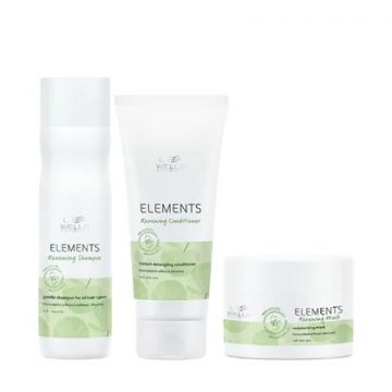 Set pentru par normal Wella Professionals Elements Renewing, Sampon 250 ml + Balsam 200 ml + Masca 150 ml