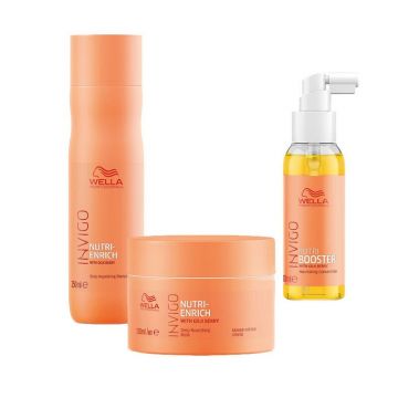 Set pentru par uscat Wella Professionals Nutri-Enrich, Sampon 250 ml + Masca 150 ml + Tratament 100 ml
