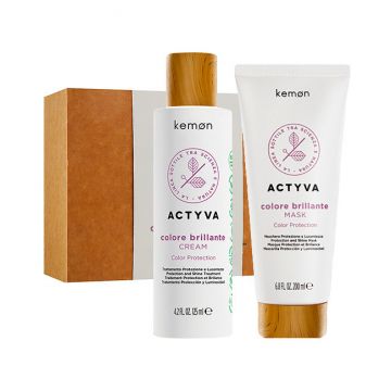 Set pentru par vopsit Kemon Actyva Colore Brillante, Masca 200 ml + Crema 125 ml