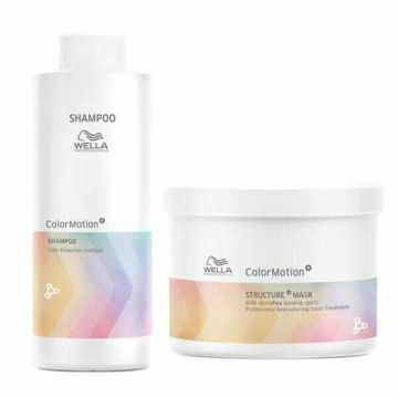 Set pentru par vopsit Wella Professionals ColorMotion, Sampon 1000 ml + Masca 500 ml