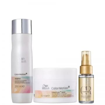 Set pentru par vopsit Wella Professionals ColorMotion, Sampon 250 ml + Masca 150 ml + Ulei 30 ml