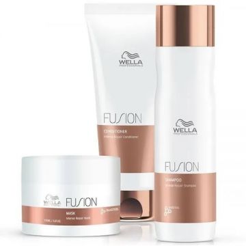 Set pentru reparare intensa Wella Professionals Fusion, Sampon 250 ml + Balsam 200 ml + Masca 150 ml