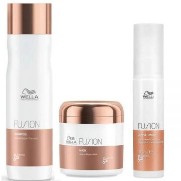 Set pentru reparare intensa Wella Professionals Fusion, Sampon 250 ml + Masca 150 ml + Tratament 70 ml