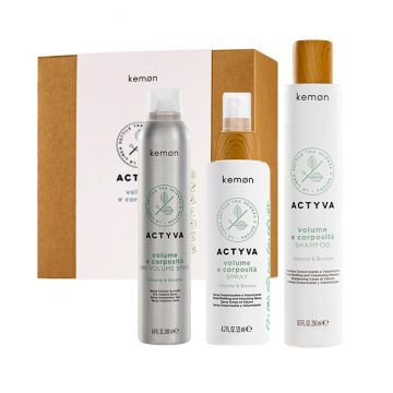 Set pentru volum Kemon Actyvia Volume e Corposità, Sampon 250 ml + Spray 125 ml + Spray uscat 200 ml