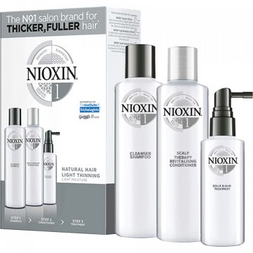 Set Nioxin System 1, Sampon 150 ml + Balsam 150 ml + Tratament 50 ml (Continut set: 150 ml Sampon + 150 ml Balsam + 50 ml Tratament)