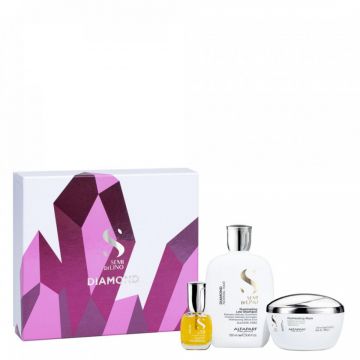 Set pentru stralucire Alfaparf Semi Di Lino Diamond Iluminating cu 250 ml Sampon + 200 ml Masca + 15 ml Serum (Concentratie: Set)