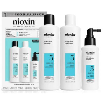 Set pentru vopsit Nioxin System 3, Sampon 150 ml + Balsam 150 ml + Tratament leave-in 50 ml