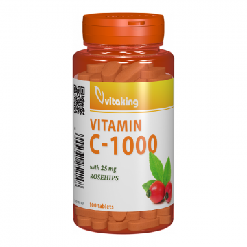 Vitamina C 1000 mg cu macese, 100 comprimate, VitaKing