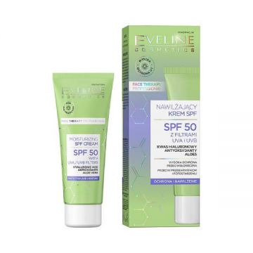 Cremă de Față Hidratantă cu Protecție Solara SPF 50 Eveline Cosmetics, 30 ml
