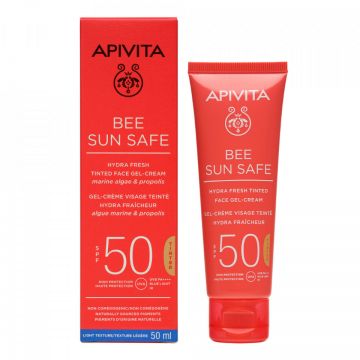 Crema-gel protectie solara Hydra Fresh Tinted SPF50, Apivita, 50ml