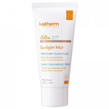 Crema protectie solara SPF50+ Ivatherm Sunlight Mat Tinted Dry Touch, 50 ml