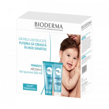 Pachet Lapte hidratant Bioderma ABCDerm, 200 ml + Gel spumant Bioderma ABCDerm, 200ml