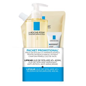 Pachet Ulei de spalare Lipikar AP+, 400 ml + Rezerva, 400 ml + Balsam Lipikar Baume Light AP+M, 15 ml, La Roche-Posay Pachet Ulei de spalare Lipikar AP+, 400 ml + Rezerva, 400 ml + Balsam Lipikar Baume Light AP+M, 15 ml, La Roche-Posay