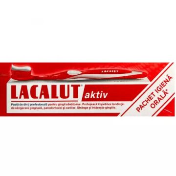 Pasta de dinti medicinala Lacalut Aktiv 75 ml + Periuta de dinti Theiss Naturwaren
