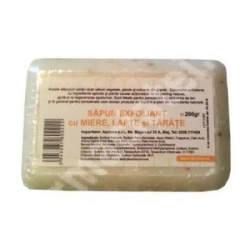 Sapun exfoliant cu miere,lapte si tarate 200 g, Apidava