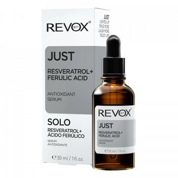 Serum antioxidant pentru fata si gat Revox Resveratrol + Acid Ferulic Just, 30 ml
