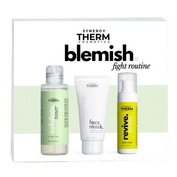 Set Blemish Fight Routine, Synergy Therm, Toner exfoliant, 100 ml + Masca Faciala, 50 ml + Serum Revive Retinal 0.05%, 30 ml