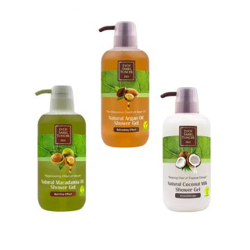 Set Cadou Eyup Sabri Tuncer Gel de dus Cocos 600 ml + Gel de dus Macadamia 600 ml + Gel de dus Argan 600 ml