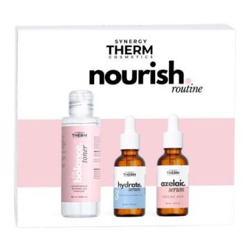 Set Skin Nourishment Routine, Synergy Therm, Toner In Balance, 100 ml + Ser Hidratant Acid Hialuronic, 30 ml + Ser cu Acid Azelaic, 30 ml