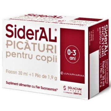 SiderAL pentru copii flacon - 30ml + 1 plic cu pulbere pentru solutie orala 1.9 grame Solacium Pharma