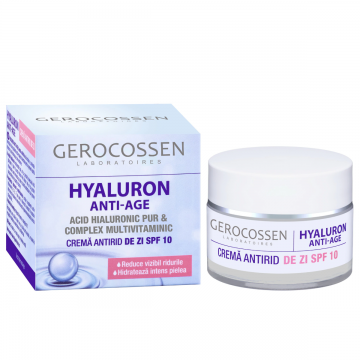 Crema de zi antirid Hyaluron filtru UV FPS10, 50ml, Gerocossen