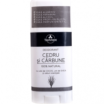 Deodorant natural cu cedru si carbune, 60g, Trio Verde