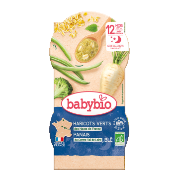 Meniu de fasole verde, pastarnac si grau, 2 x 200g, BabyBio