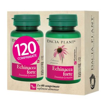 Pachet Echinacea forte 1 + 1 Gratuit, 2 x 60 comprimate, Dacia Plant