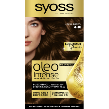 Vopsea de par fara amoniac Color Oleo 4-18 Saten Mokka, 115ml, Syoss