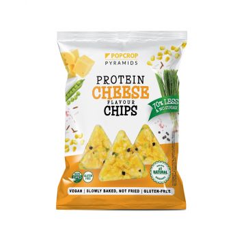 Chips-uri cu proteina de mazare cu aroma de branza si ceapa, 60g, Popcrop