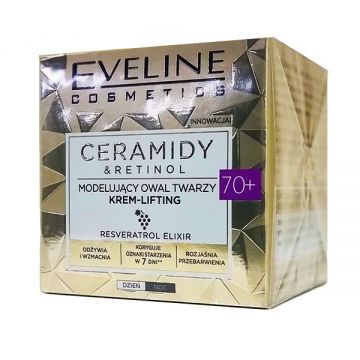 Cremă modelatoare pentru lifting Eveline Cosmetics Ceramide si Retinol 70+, 50 ml
