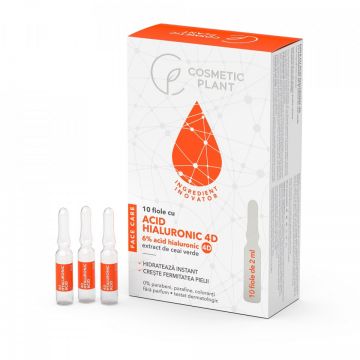 Fiole cu acid hialuronic 4D FaceCare, Cosmetic Plant, 10 fiole x 2 ml