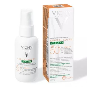 Fluid protectie solara pentru ten gras cu tendinta acneica SPF 50+ Vichy Capital Soleil UV Clear, 40ml