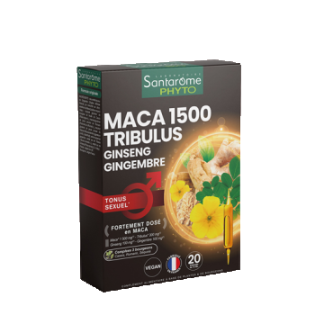 Maca 1500 Tribulus, 20 fiole, Santarome Bio