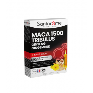 Maca 1500 Tribulus, 20 fiole, Santarome
