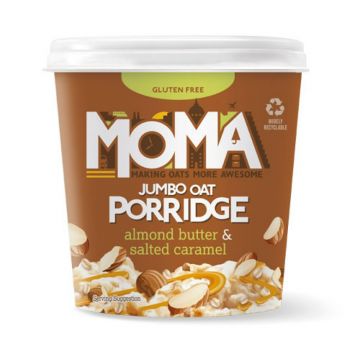 Porridge fara gluten cu unt de migdale si caramel sarat, 55g, Moma