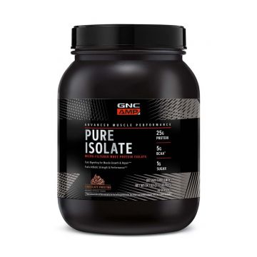 Proteina izolata din zer cu aroma de ciocolata glazurata AMP Pure Isolate, 966g, GNC