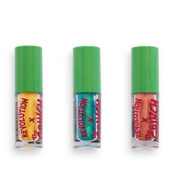 Set fard de pleoape lichid Makeup Revolution Dont Give a Grinch The Grinch x Revolution, 3x1,8 ml