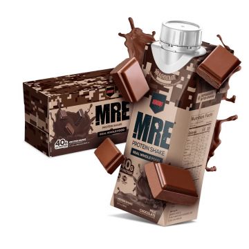 Shake proteic din alimente intregi cu aroma de ciocolata cu lapte MRE Protein Shake, 500ml, Redcon1