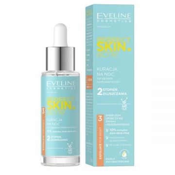 Tratament de noapte pentru corectarea imperfecțiunilor „Gradul 2 de exfoliere” Eveline Cosmetics Perfect Skin.acne, 30 ml