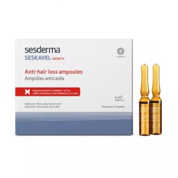 Tratament intensiv impotriva caderii parului Sesderma Seskavel Growth, 12 fiole x 8 ml (Concentratie: Tratamente pentru par, Gramaj: 12 fiole x 8 ml)